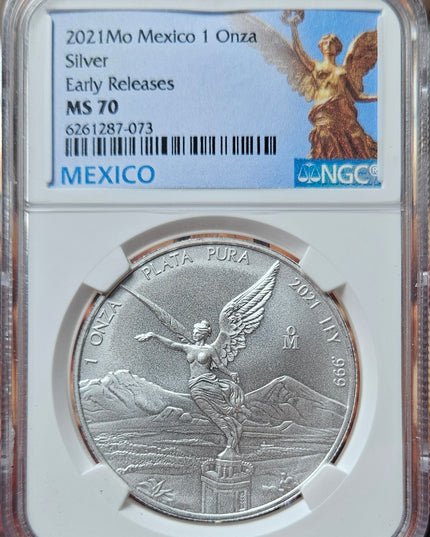 2021-M 1 ONZA MEXICO Libertad Plata Pura 1 oz .999 (MS70)