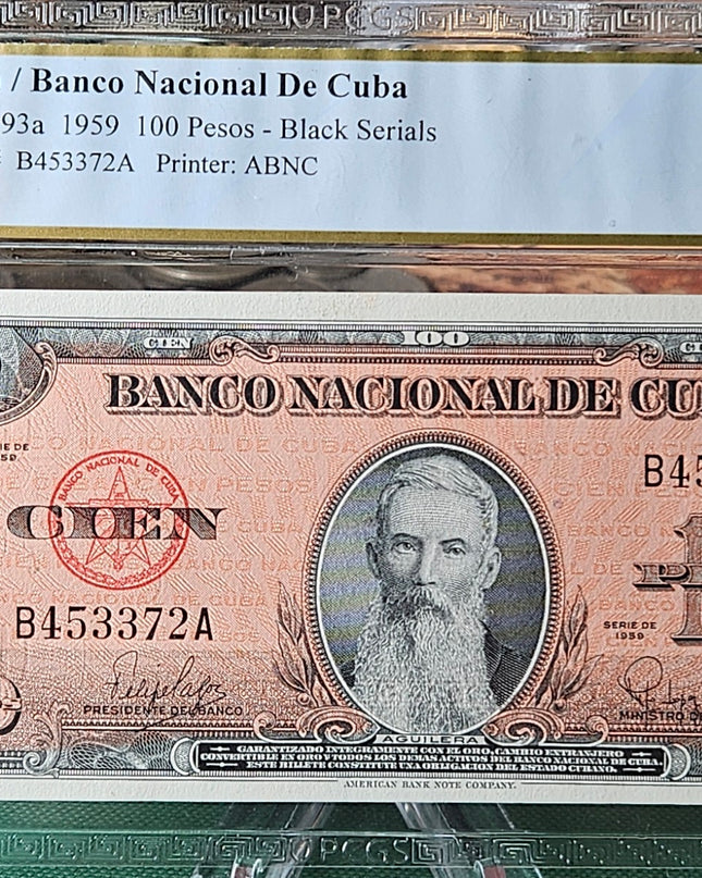 1959 100 Pesos Banco Nacional PCGS (66 PPQ) GEM UNC