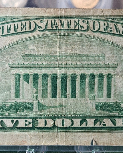 1929 $5 Dollar Bill National Currency Note Philadelphia