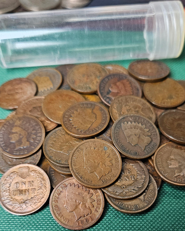 Roll of 50 Indian Head Cent Average Circulated Condition