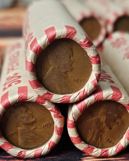 Rollo de 50 centavos de trigo de Lincoln, 1909-1958 (Fecha/Ceca aleatoria).