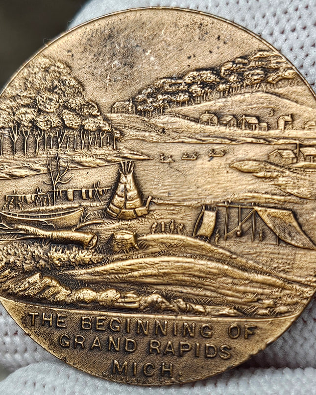 1926 U.S. Grand Rapids, Michigan Louis Campau & Wife Centennial Medal/Token
