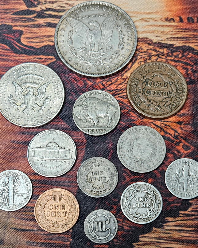 Lote Exclusivo de 12 Monedas antiguas de EE.UU (8 Monedas son de PLATA)