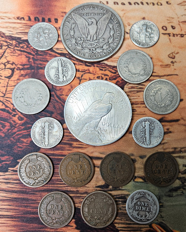 Lote de 17 Monedas antiguas de EE.UU (8 Monedas son Plata)