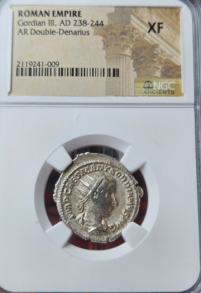Gordian III AR Double Denarius AD 238-244 NGC XF.