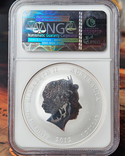 2012 AUSTRALIA $1 YEAR OF THE DRAGON 1 OZ NGC MS 70..