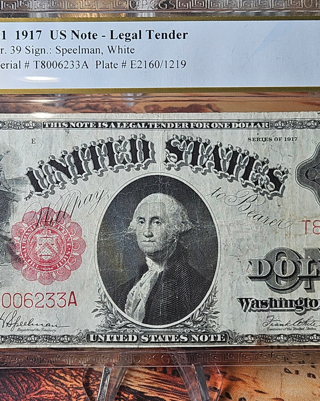 Fr.39 1917 $1 One Dollar Legal Tender Note PCGS 25.